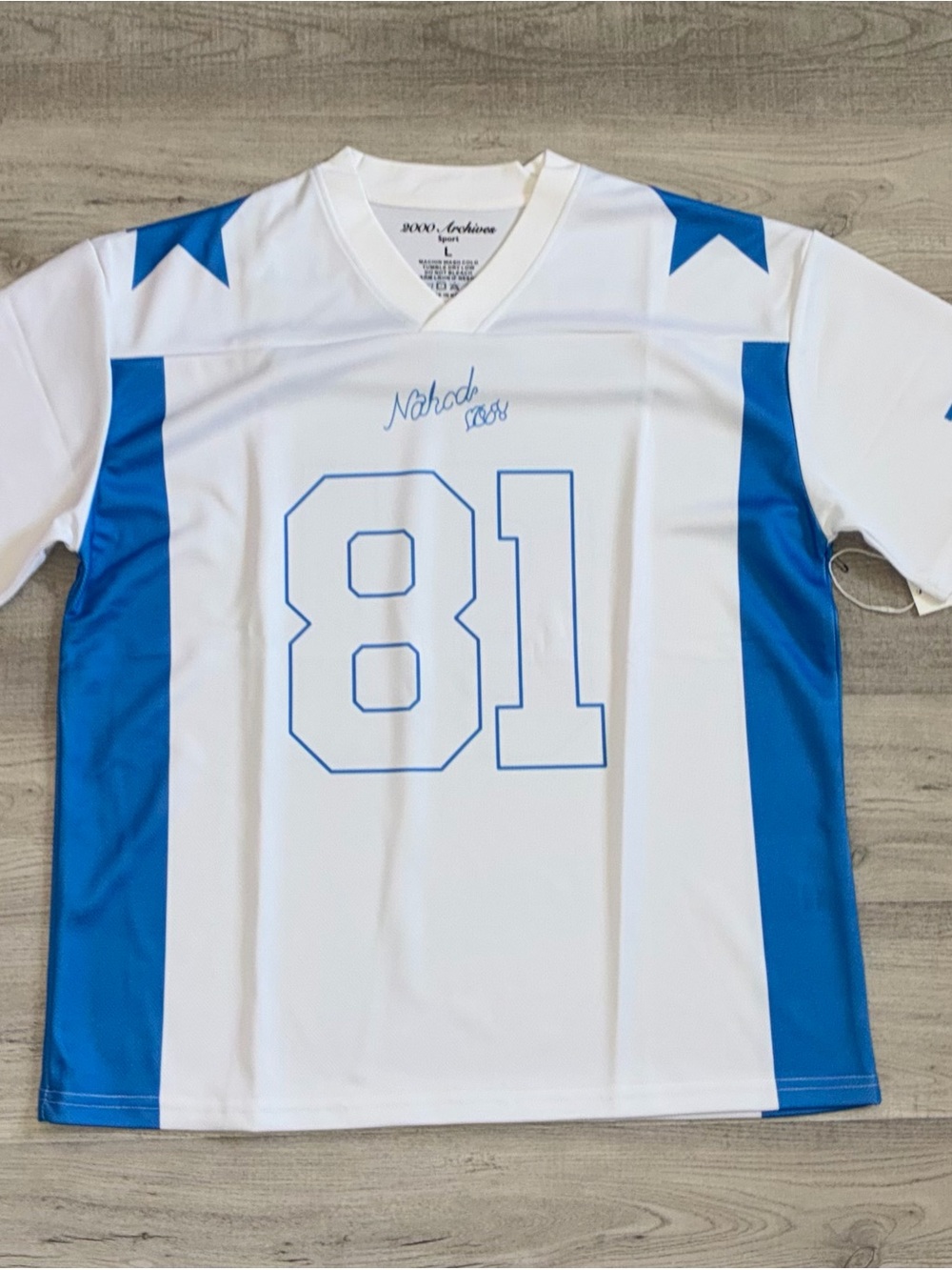Men's White & Blue 81 Athletic Jersey by Unknown Brand